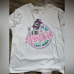 Women's Funny Cream Graphic Tee with Skeleton Design